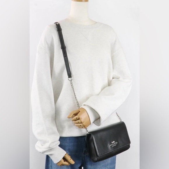 COACH Flap Clutch Crossbody CP034 SV/BK (Black) Bag - Picture 2 of 8